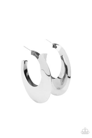 Paparazzi Going OVAL-board - Silver Earrings