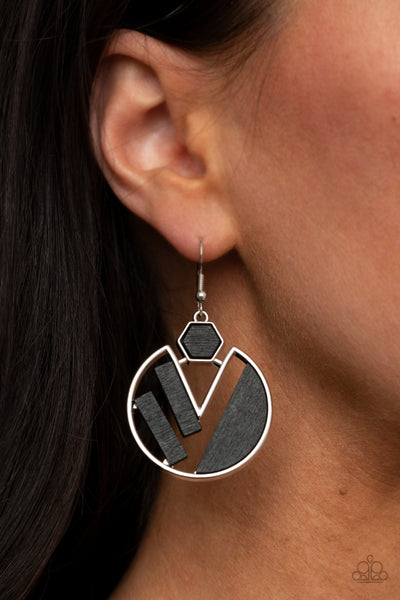 Paparazzi Petrified Posh - Black Earrings