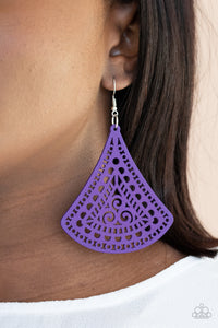 Paparazzi FAN to FAN - Purple Wooden Earrings
