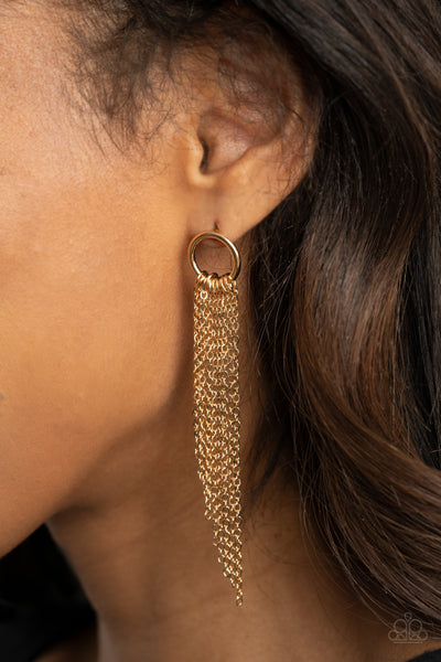Paparazzi Divinely Dipping - Gold Earrings