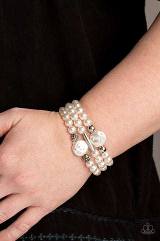 Paparazzi Exquisitely Elegant - White Bracelet