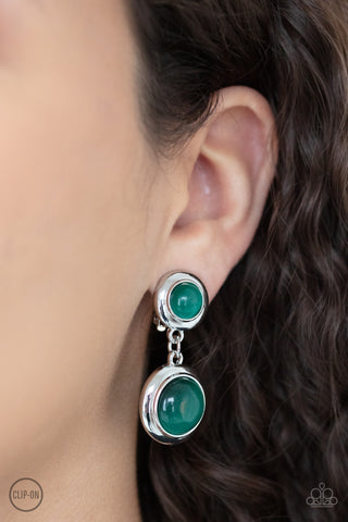 Paparazzi Subtle Smolder - Green Clip-On Earrings