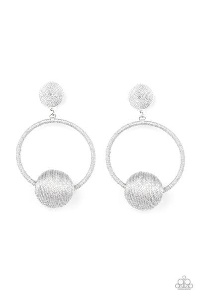 Paparazzi Social Sphere - Silver Earrings