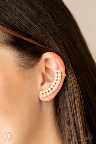 Paparazzi Doubled Down On Dazzle - Ear Crawler Gold Earrings