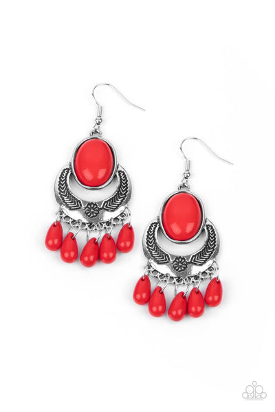 Paparazzi Prairie Flirt - Red Earrings