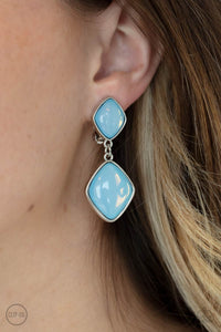 Paparazzi Double Dipping Diamonds - Cerulean Blue Clip-On Earrings