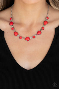 Paparazzi Heavenly Teardrops - Red Necklace