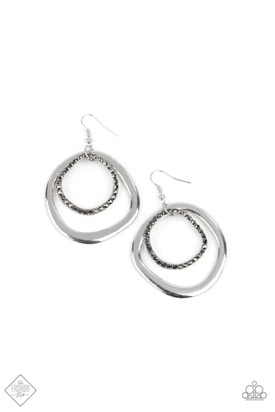 Paparazzi  Spinning With Sass - Silver Earrings