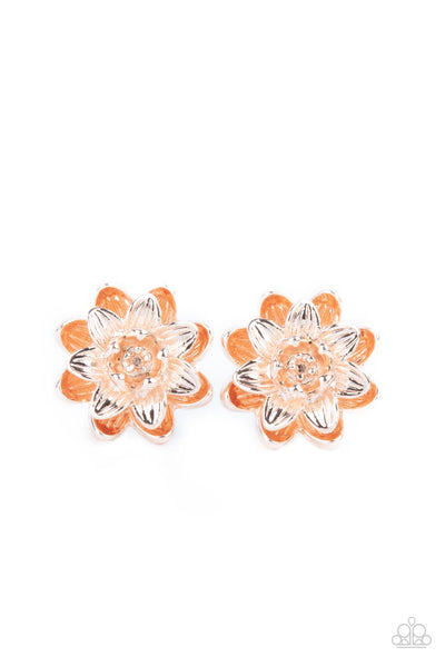 Paparazzi Water Lily Love - Rose Gold Earrings