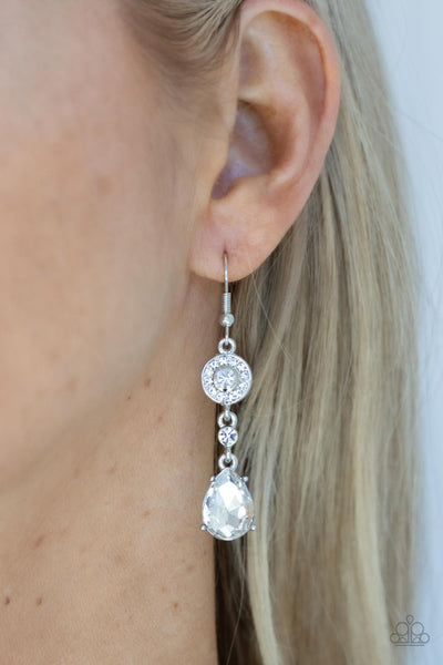 Paparazzi Graceful Glimmer - White Earrings
