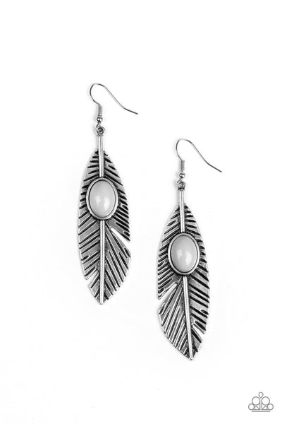 Paparazzi Quill Thrill - Silver Earrings