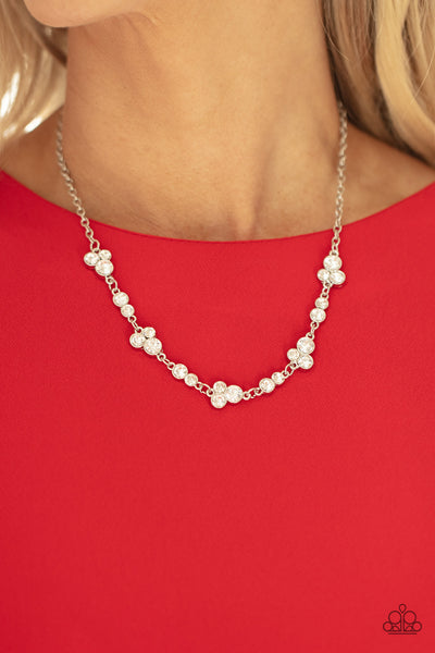 Paparazzi White $10 Set - Gorgeously Glistening Necklace and Social GLISTENING Bracelet