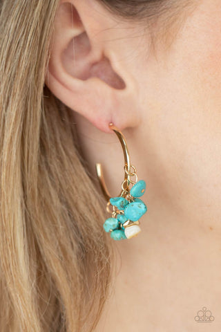 Paprazzi Gorgeously Grounding Gold and Turquoise Earrings
