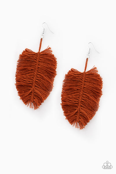 Paparazzi Hanging by a Thread - Brown Earrings