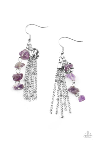 Paparazzi Stone Sensation - Amethyst Purple Earrings