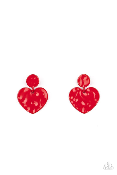Paparazzi Just a Little Crush - Red Earrings