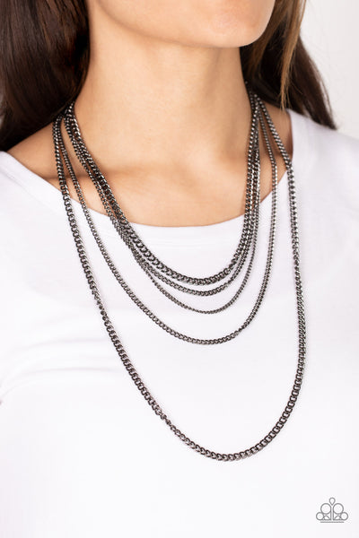 Paparazzi Black $10 Set - Top of the Food Chain Necklace and Stackable Style Bracelet