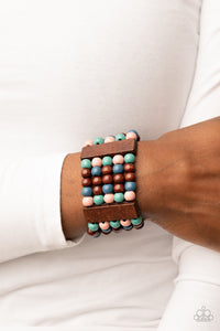 Paparazzi Island Soul - Multi Blue, Pink, Brown and Turquoise Bracelet