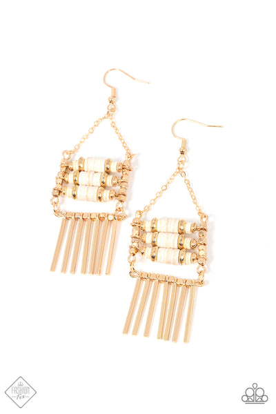 Paparazzi Tribal Tapestry Gold Earrings