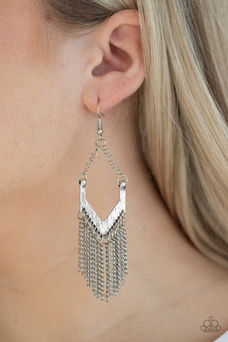 Paparazzi Unchained Fashion - Silver Earrings