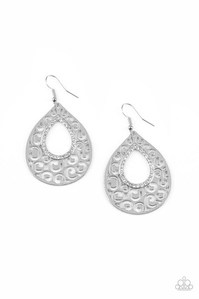 Paparazzi Airy Applique - White Earrings