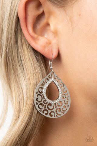 Paparazzi Airy Applique - White Earrings
