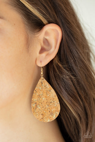 Paparazzi CORK It Over - Gold Earrings