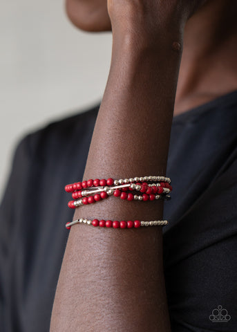 Paparazzi BEAD Between The Lines Red Bracelet