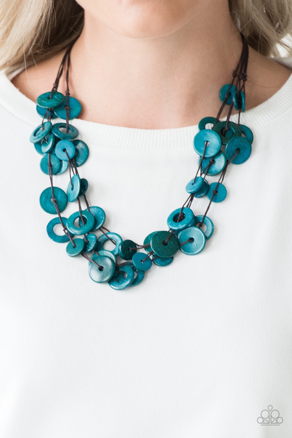 Paparazzi Wonderfully Walla Walla - Blue Wooden Necklace