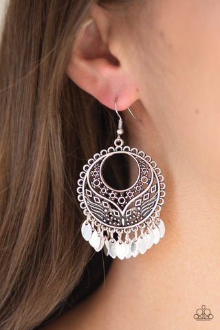 Paparazzi Far Off Horizons Silver Earrings