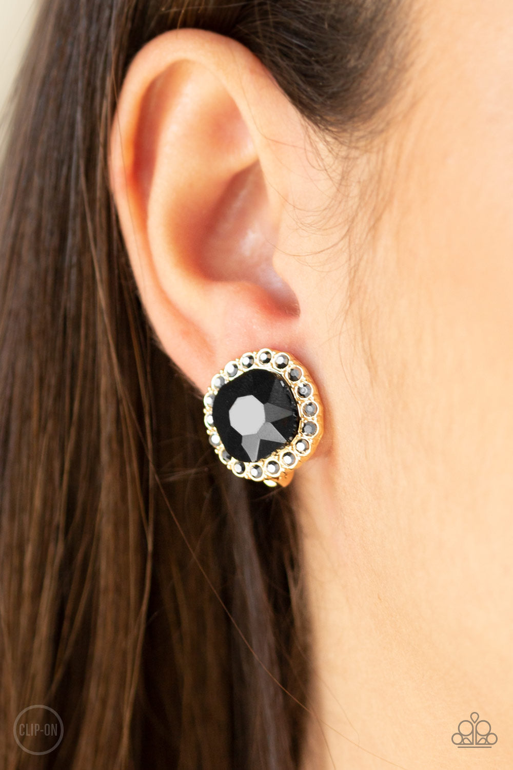Paparazzi Diamond Duchess - Gold Clip On Earrings