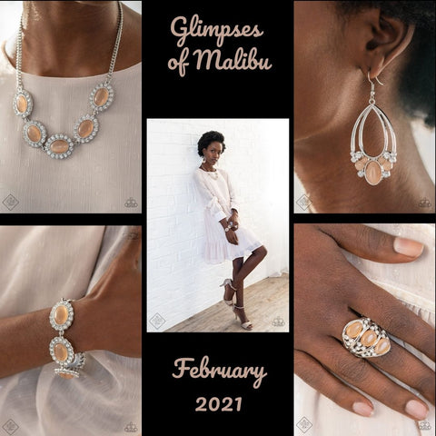 Paparazzi Glimpses of Malibu February 2021 $20 Peach Orange Fashion Fix Set
