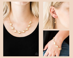 Paparazzi Gold $10 Set - The Imperfectionist Necklace and Perfect Imperfection Bracelet