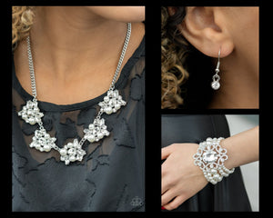 Paparazzi White $10 Set - HEIRESS of Them All Necklace and Rule the Room Bracelet