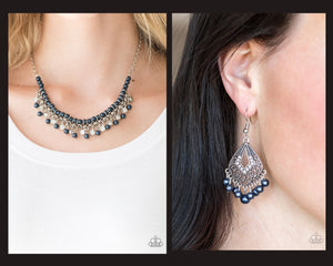 Paparazzi Blue $10 Set - A Touch of CLASSY Necklace and Gracefully Gatsby Earrings