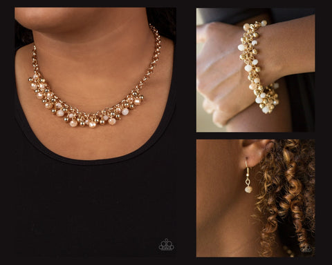 Paparazzi Gold $10 Set - Trust Fund Baby Necklace and Just For The FUND Of It! Bracelet