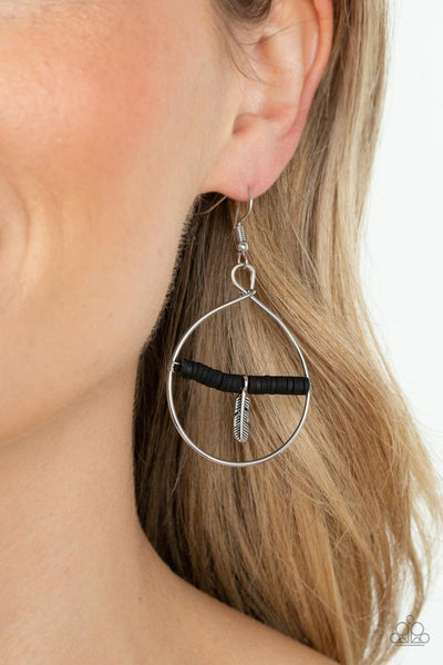 Paparazzi Free Bird Freedom Black Earrings
