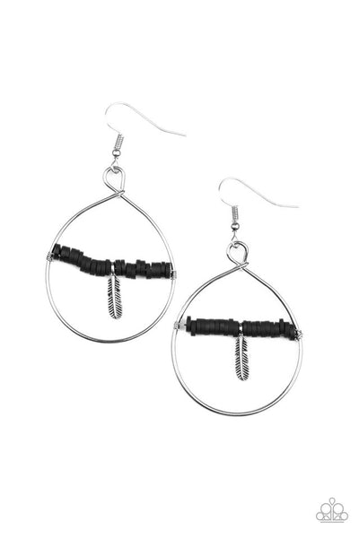 Paparazzi Free Bird Freedom Black Earrings