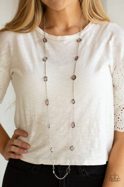 Paparazzi Glassy Glamorous Silver Necklace