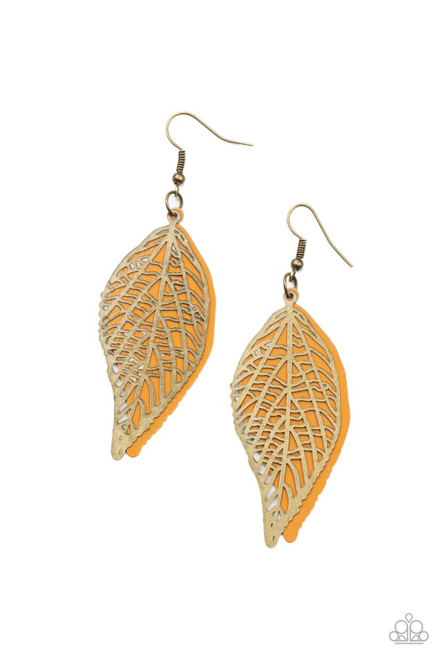 Paparazzi Leafy Luxury Brass Earrings