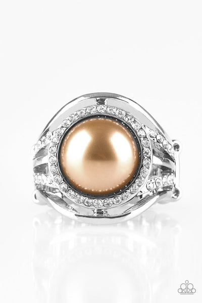 Paparazzi Pampered in Pearls Brown Ring