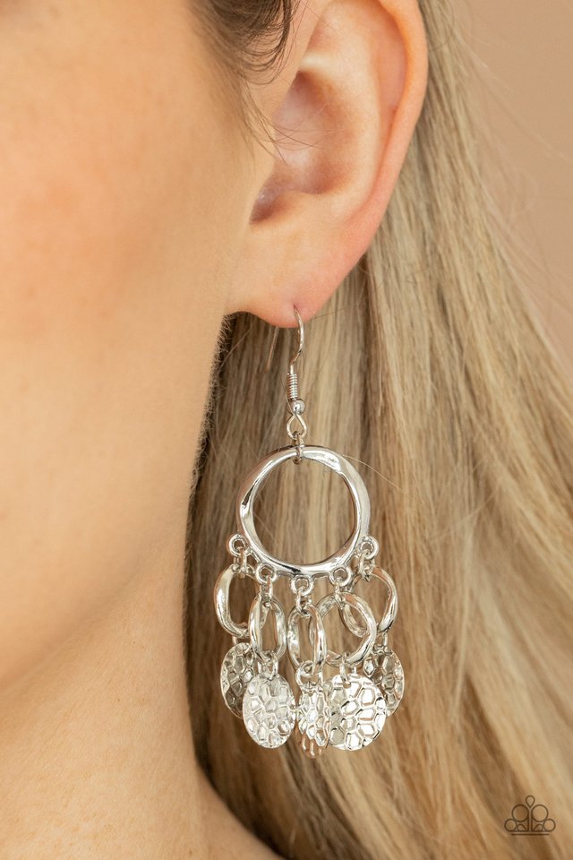 Paparazzi Partners in CHIME Silver Earrings