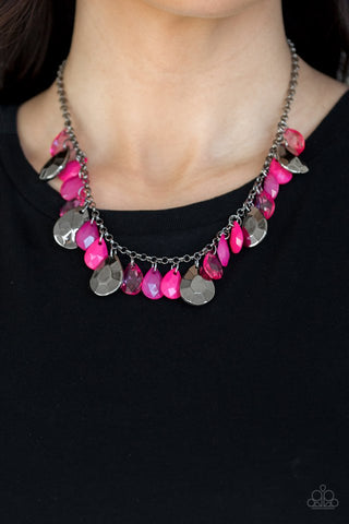 Paparazzi Hurricane Season Pink and Gunmetal Necklace