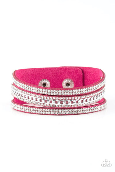 Paparazzi Rollin In Rhinestones Pink Bracelet