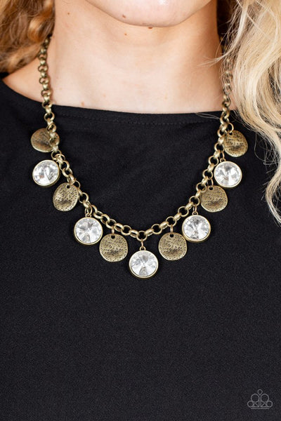 Paparazzi Spot On Sparkle Brass Necklace