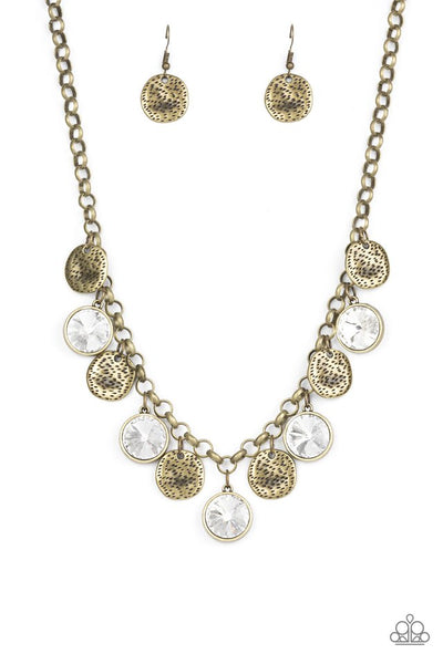 Paparazzi Spot On Sparkle Brass Necklace