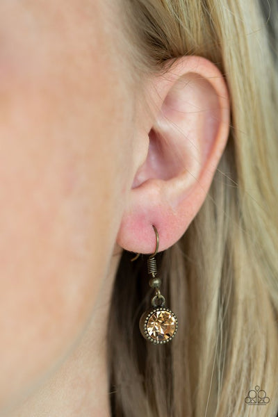 Paparazzi Starlit Socials Brass and Topaz Necklace