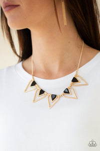 Paparazzi The Pack Leader Gold and Black Necklace